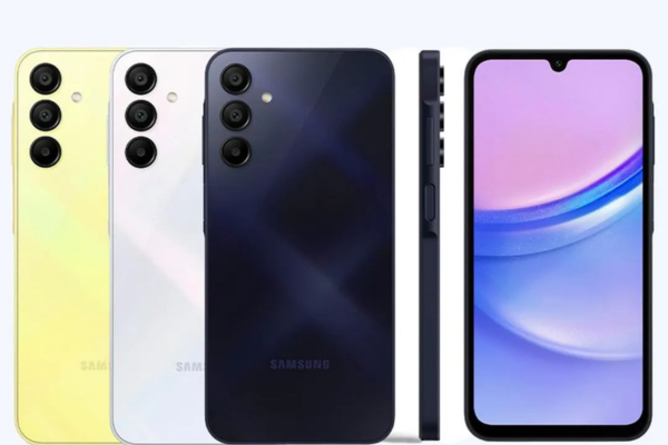 Modelos do celular Samsung Galaxy A15 em várias cores, ideal para quem busca simplicidade e bom desempenho