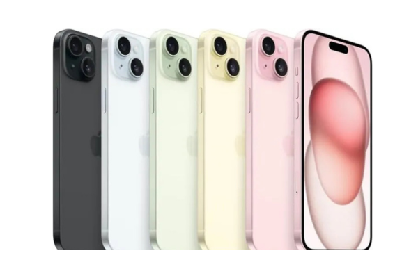 Modelos do iPhone 15 em diferentes cores, celular moderno e fácil de usar com alto desempenho
